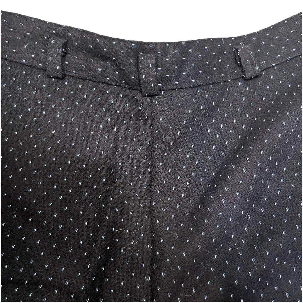 vintage Paradox Black wool high rise pants With White and Blue Dots